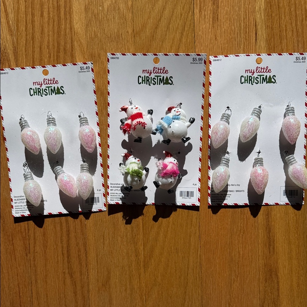 Pink and White Holiday Ornaments